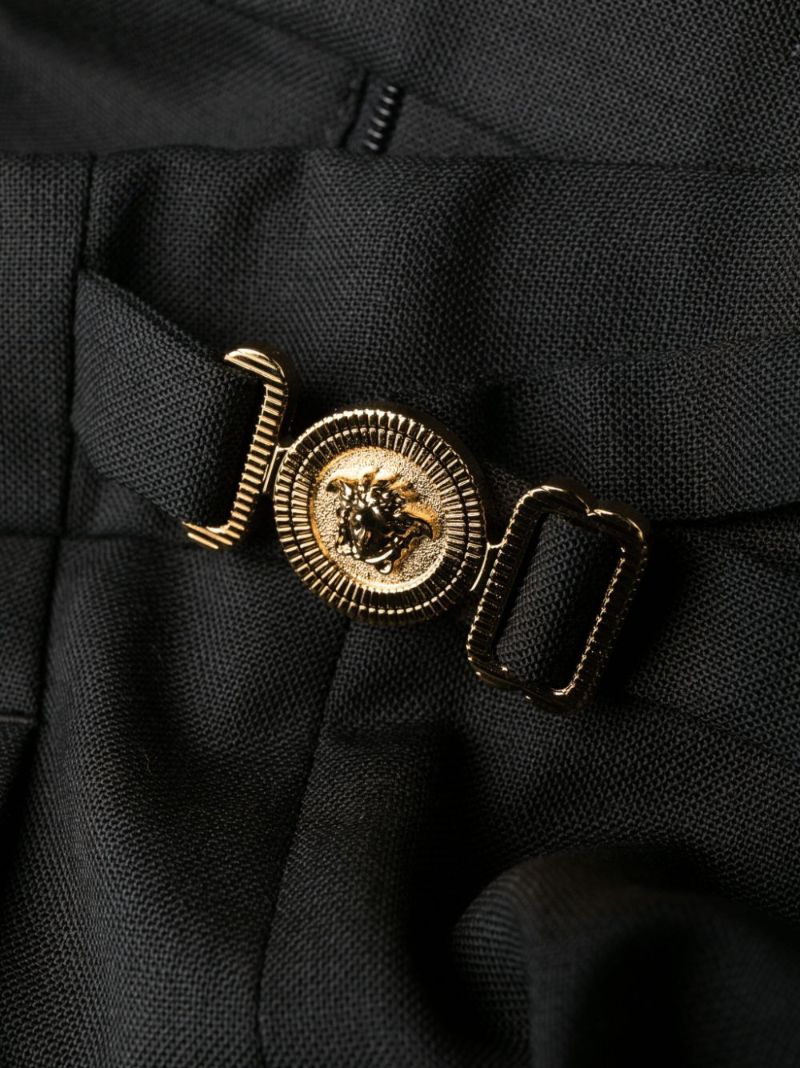 Black Medusa-plaque Virgin-wool Trousers