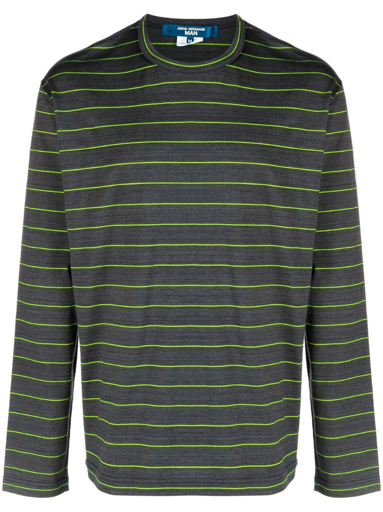 Grey Striped Cotton T-shirt