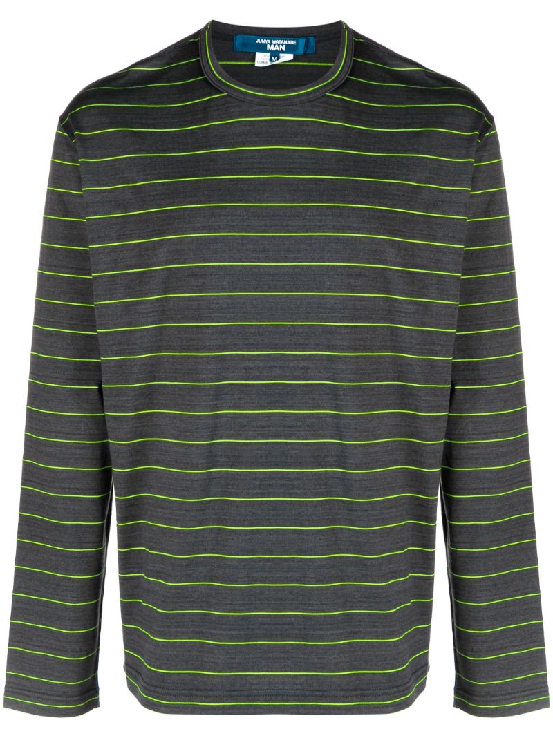 Grey Striped Cotton T-shirt