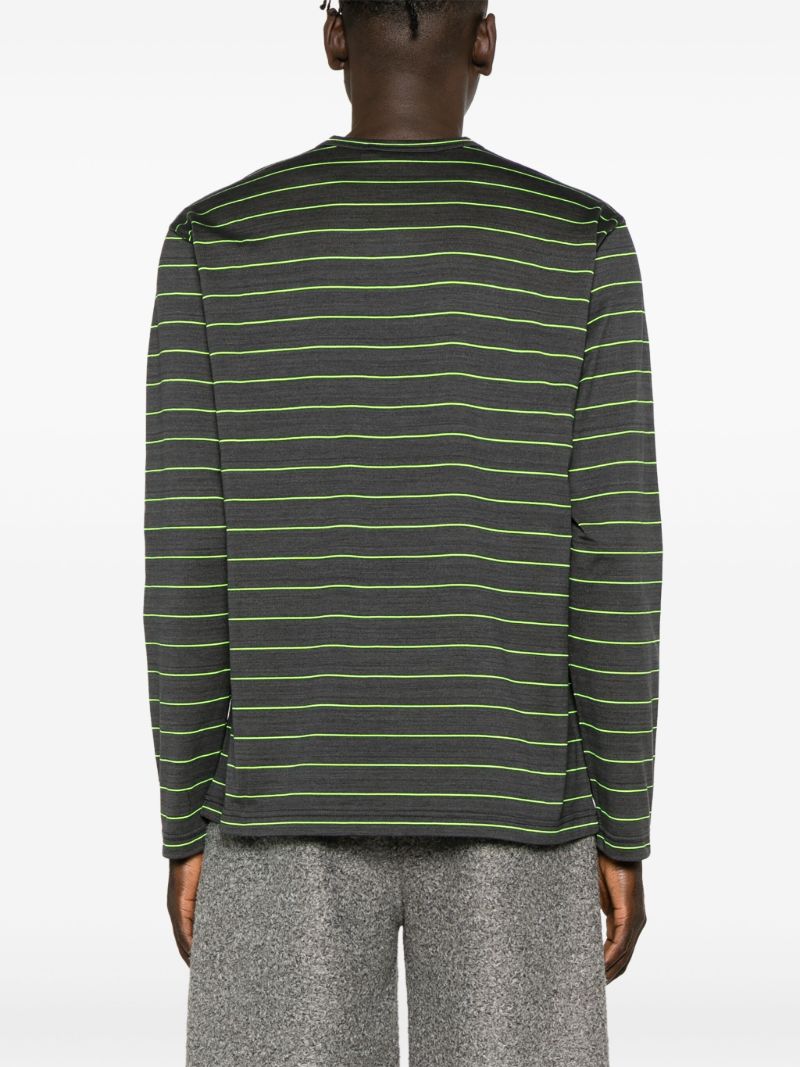 Grey Striped Cotton T-shirt