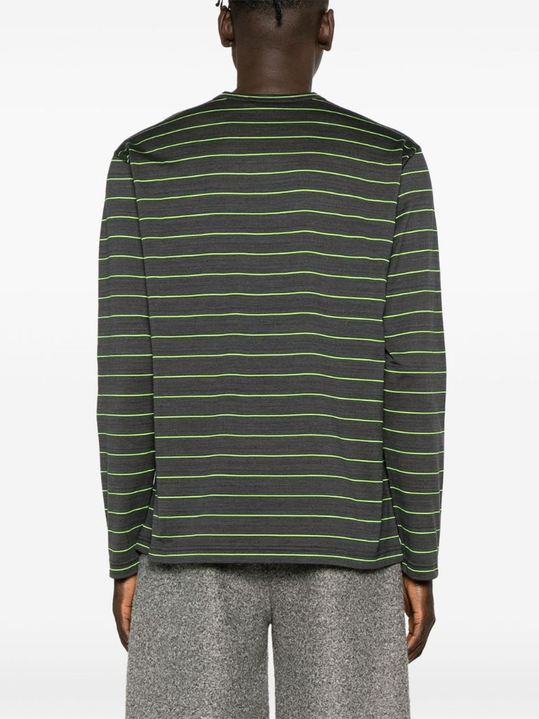 Grey Striped Cotton T-shirt