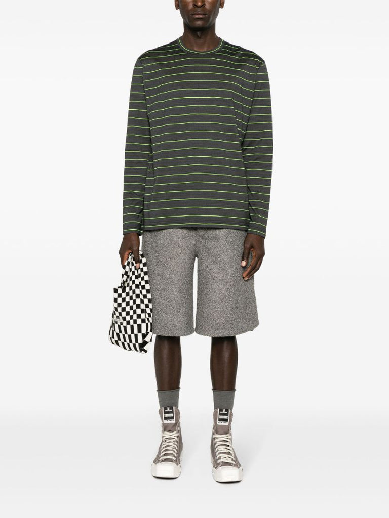 Grey Striped Cotton T-shirt