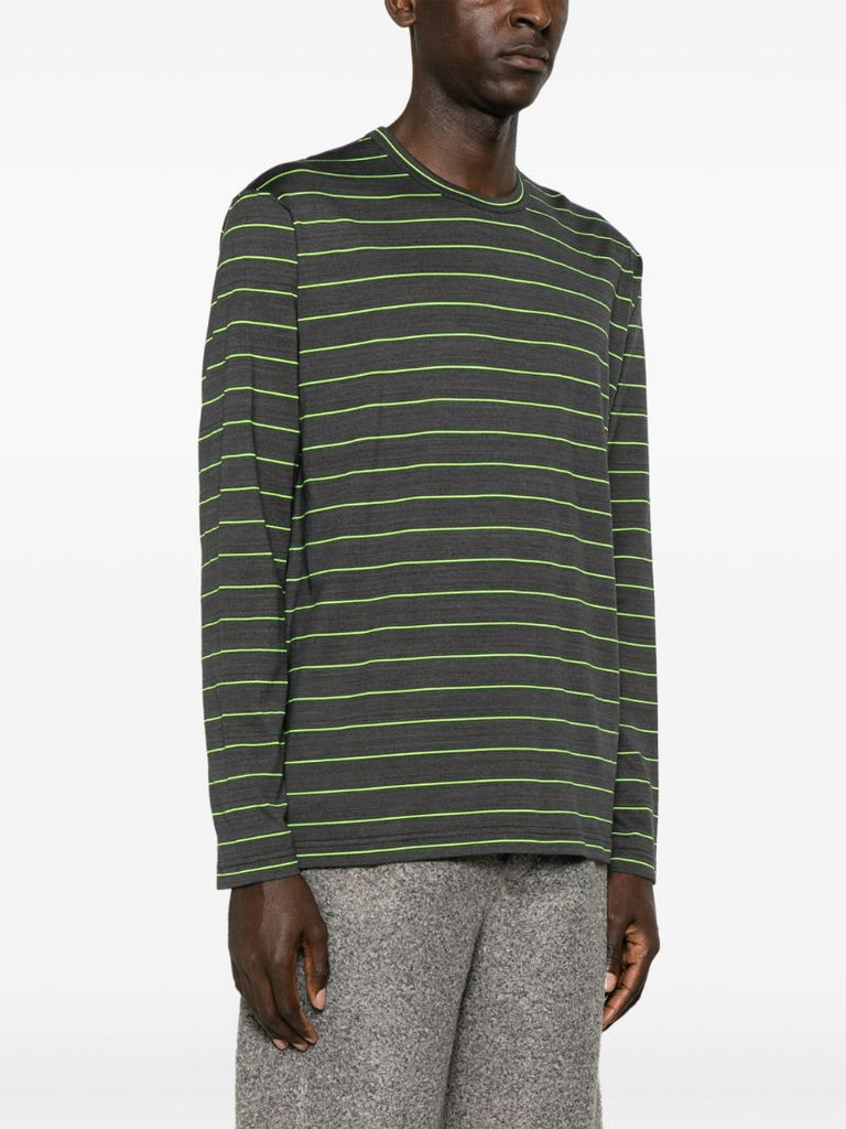 Grey Striped Cotton T-shirt