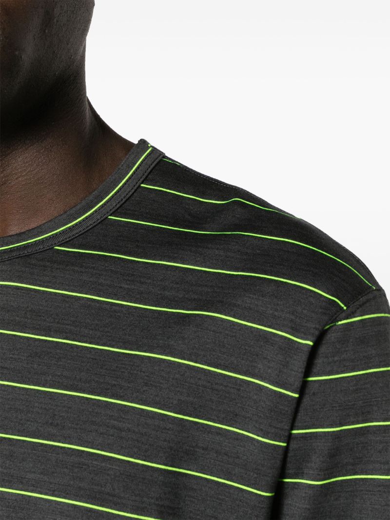Grey Striped Cotton T-shirt