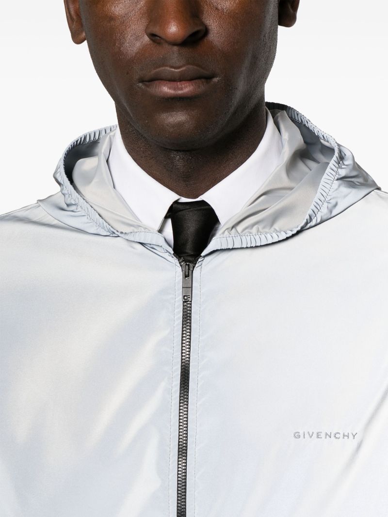 Blue Logo-embroidered Reflective Windbreaker