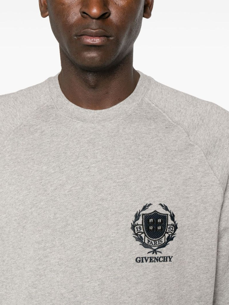 Grey Logo-embroidered Cotton Sweatshirt