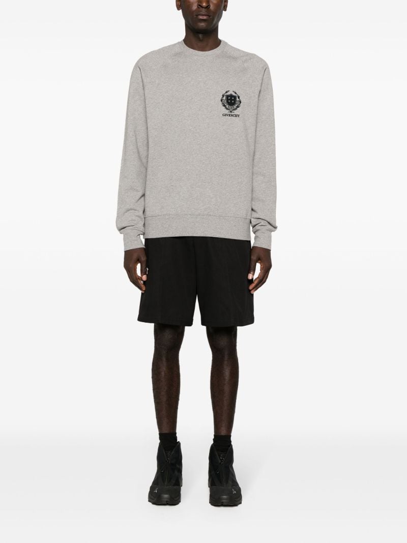 Grey Logo-embroidered Cotton Sweatshirt