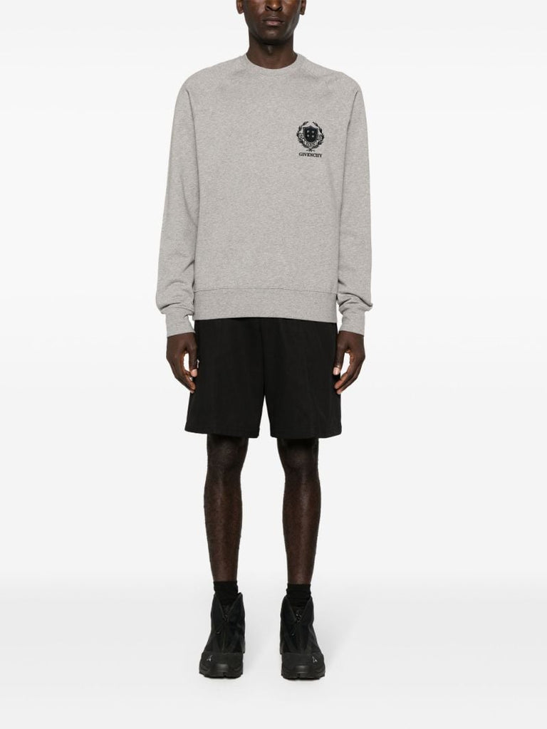 Grey Logo-embroidered Cotton Sweatshirt