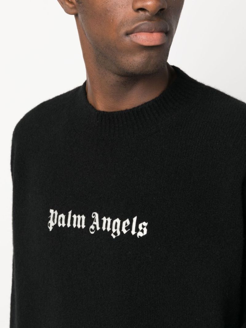 Black Logo-embroidered Wool-blend Sweater