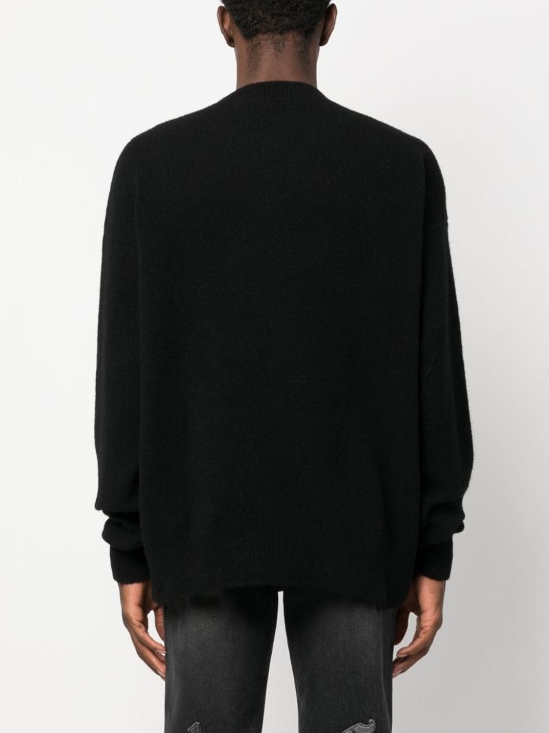 Black Logo-embroidered Wool-blend Sweater