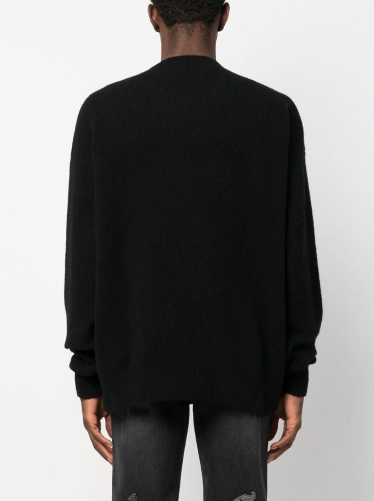 Black Logo-embroidered Wool-blend Sweater