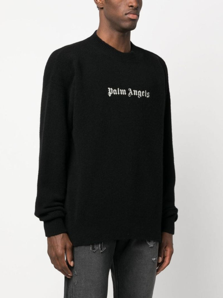Black Logo-embroidered Wool-blend Sweater