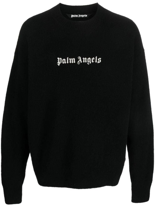 Black Logo-embroidered Wool-blend Sweater