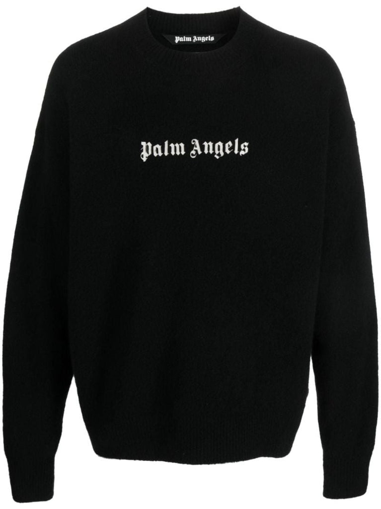 Black Logo-embroidered Wool-blend Sweater