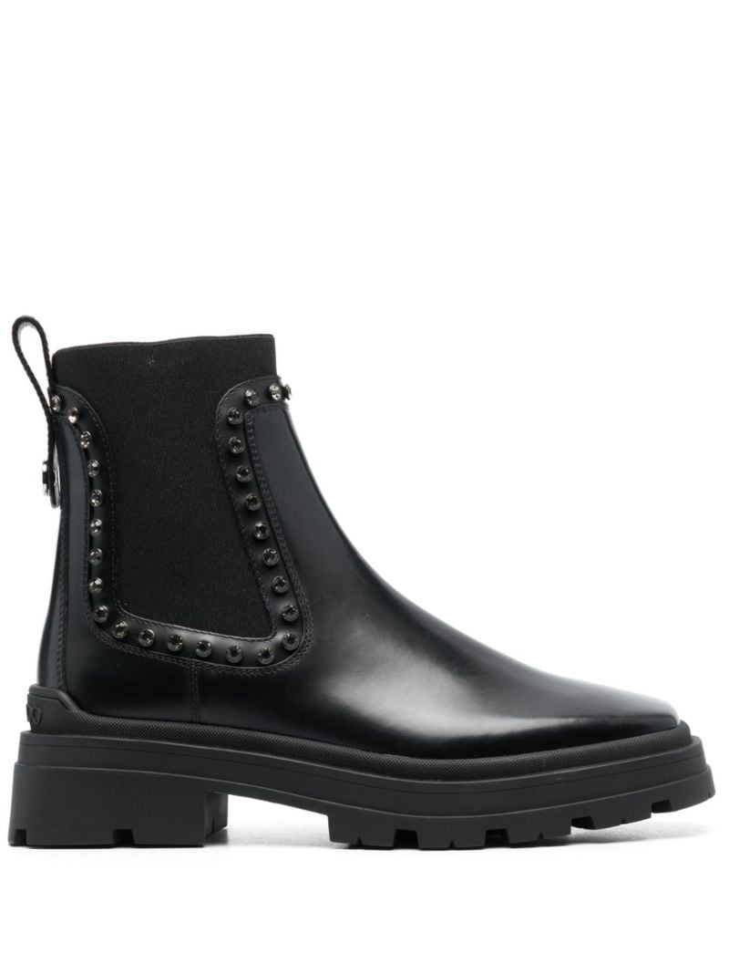 Black Veronique Crystal-embellished Leather Boots