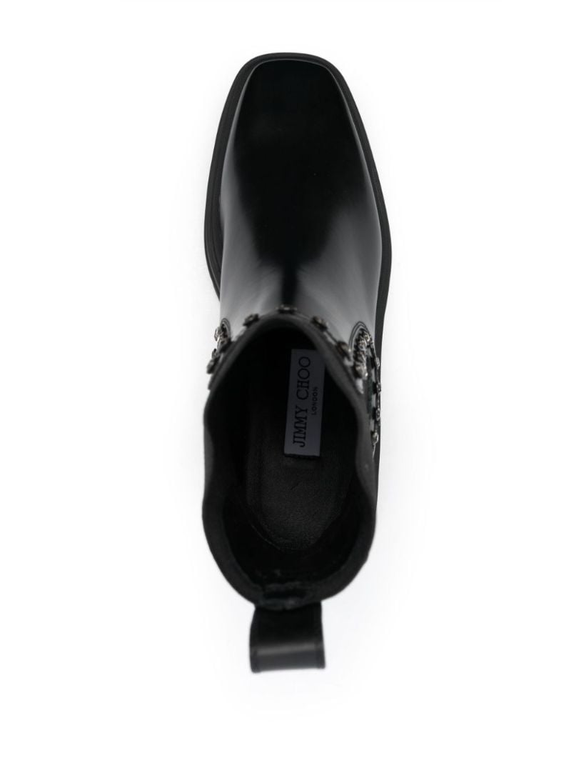 Black Veronique Crystal-embellished Leather Boots
