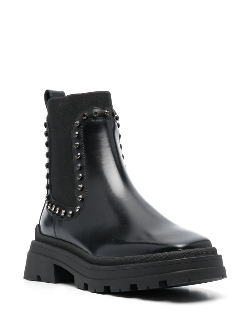 Black Veronique Crystal-embellished Leather Boots