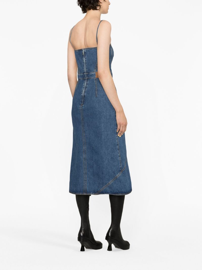Blue Asymmetric Denim Midi Dress