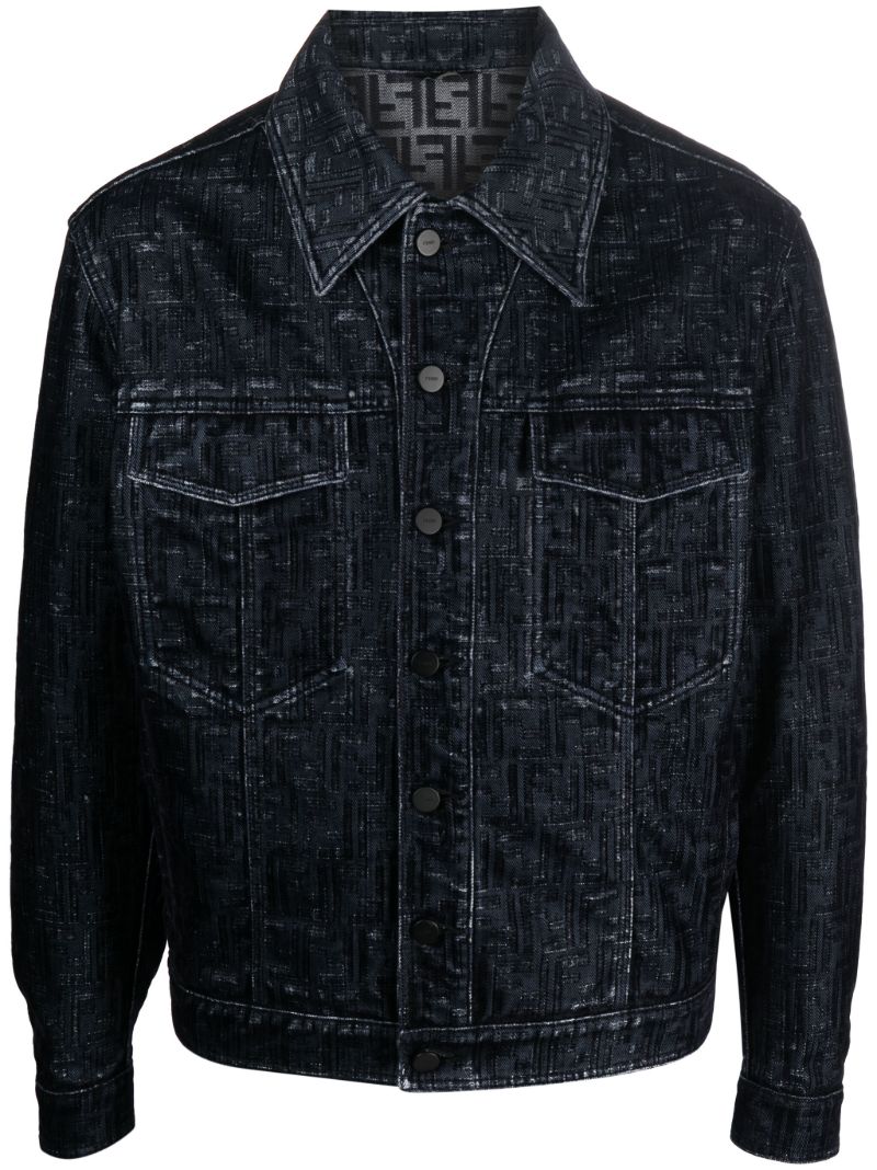 Blue Ff-monogram Denim Jaclet