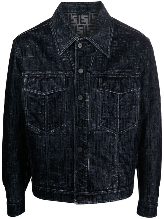 Blue Ff-monogram Denim Jaclet