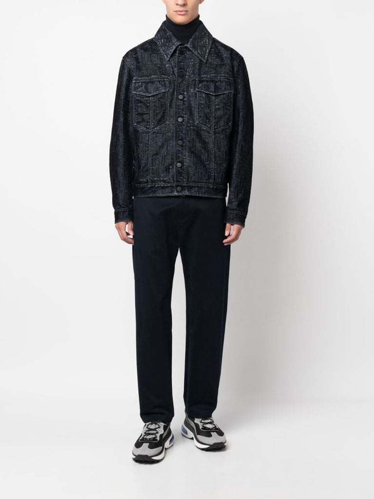 Blue Ff-monogram Denim Jaclet