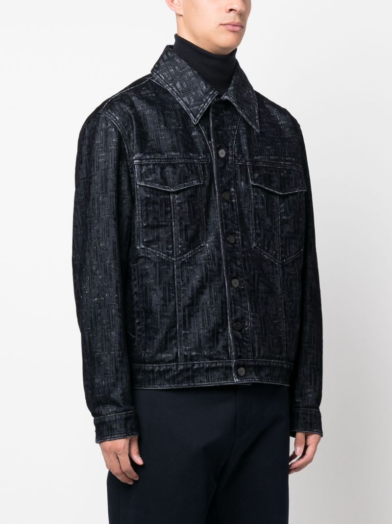 Blue Ff-monogram Denim Jaclet