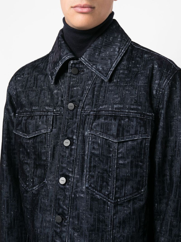 Blue Ff-monogram Denim Jaclet