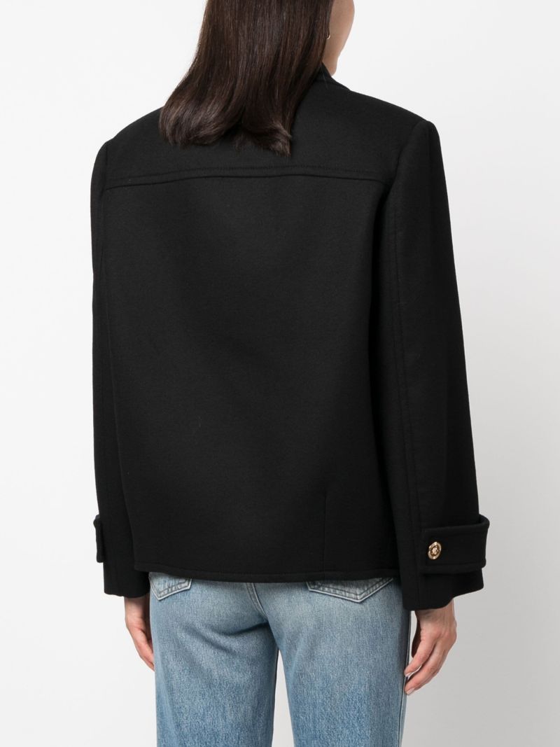 Black Medusa Double Breasted Wool Coat