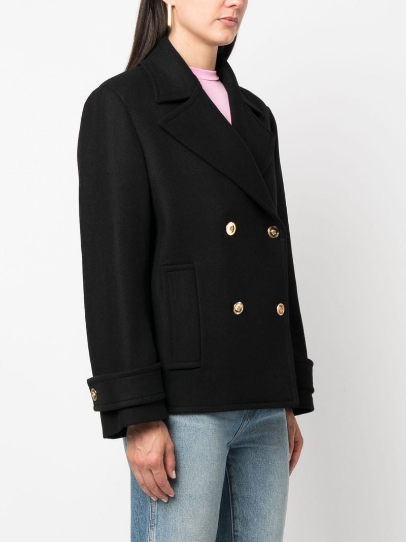 Black Medusa Double Breasted Wool Coat