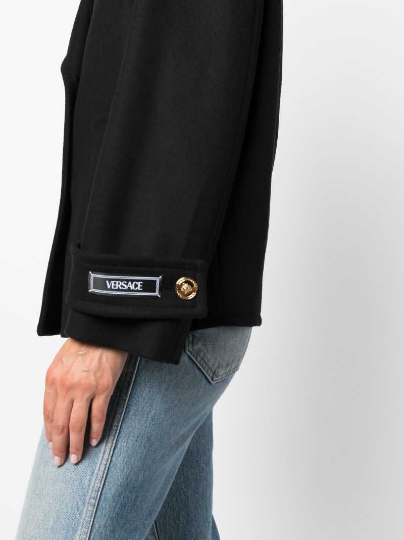 Black Medusa Double Breasted Wool Coat