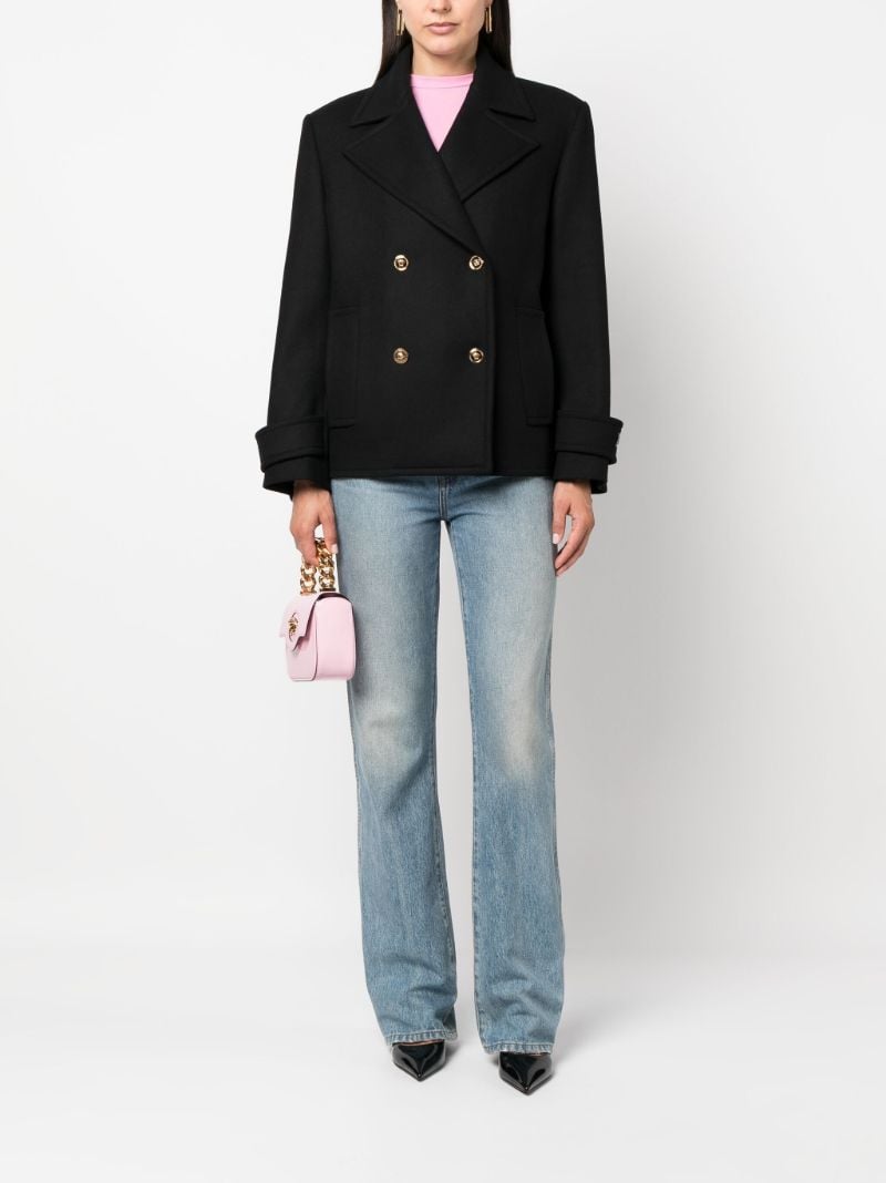 Black Medusa Double Breasted Wool Coat