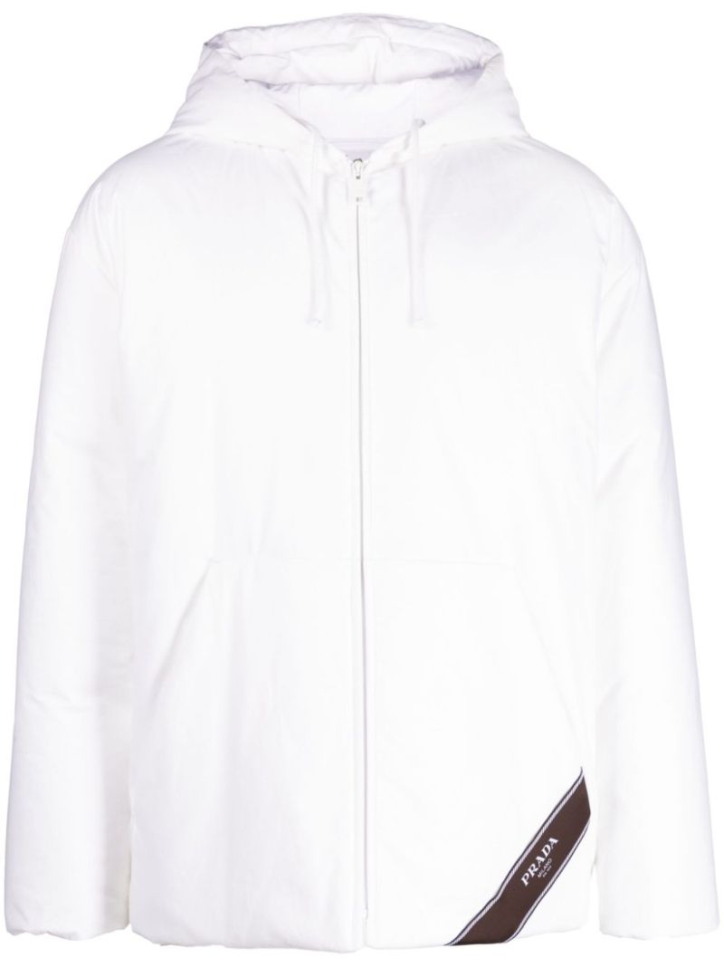 White Logo-print Hooded Jacket