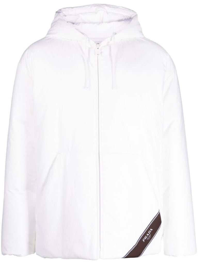 White Logo-print Hooded Jacket