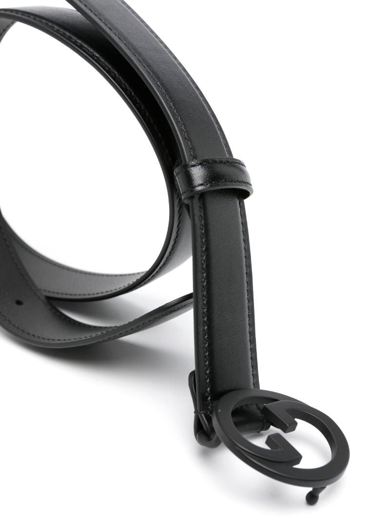 Black Blondie Interlocking G Leather Belt