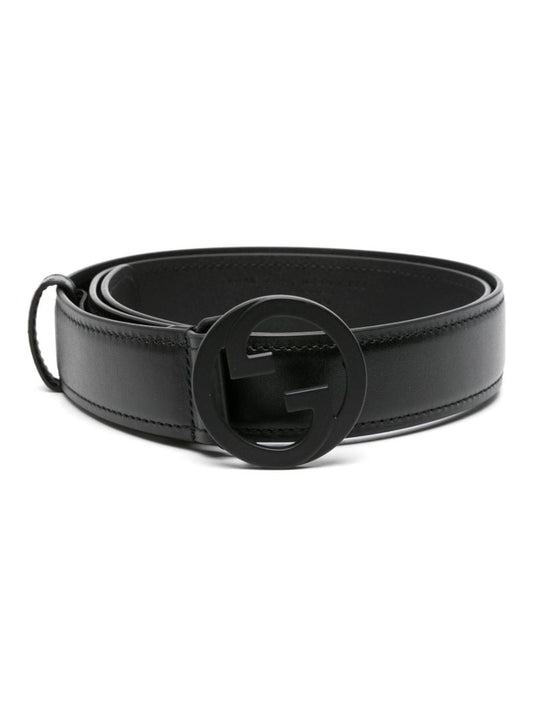 Black Blondie Interlocking G Leather Belt