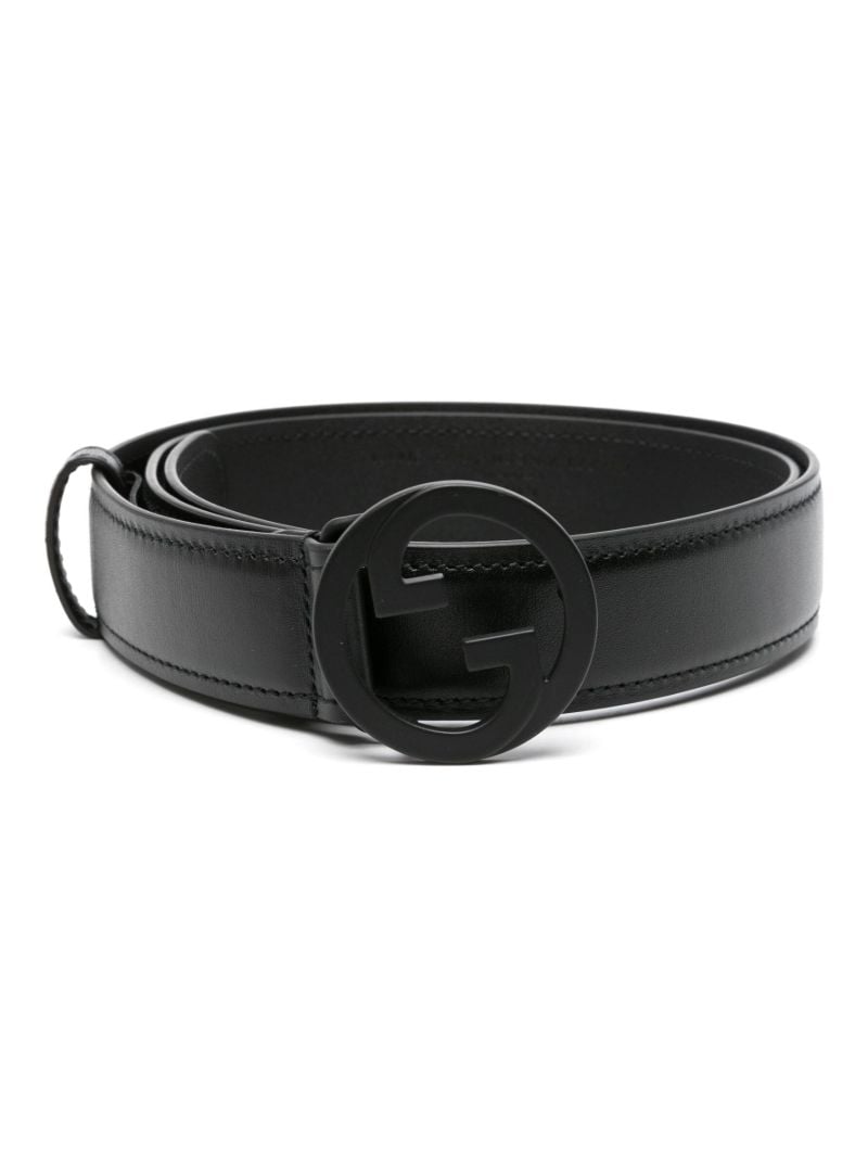 Black Blondie Interlocking G Leather Belt