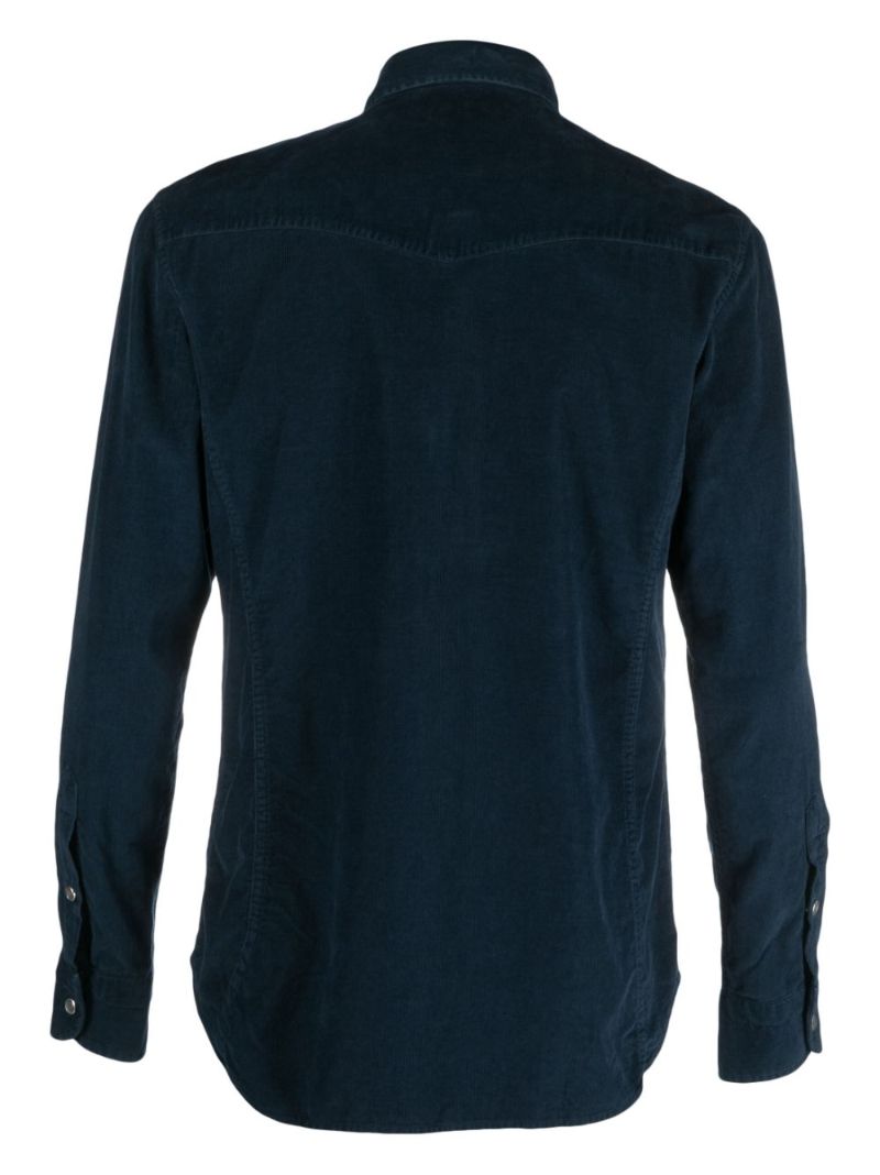 Blue Corduroy Long-sleeve Cotton Shirt