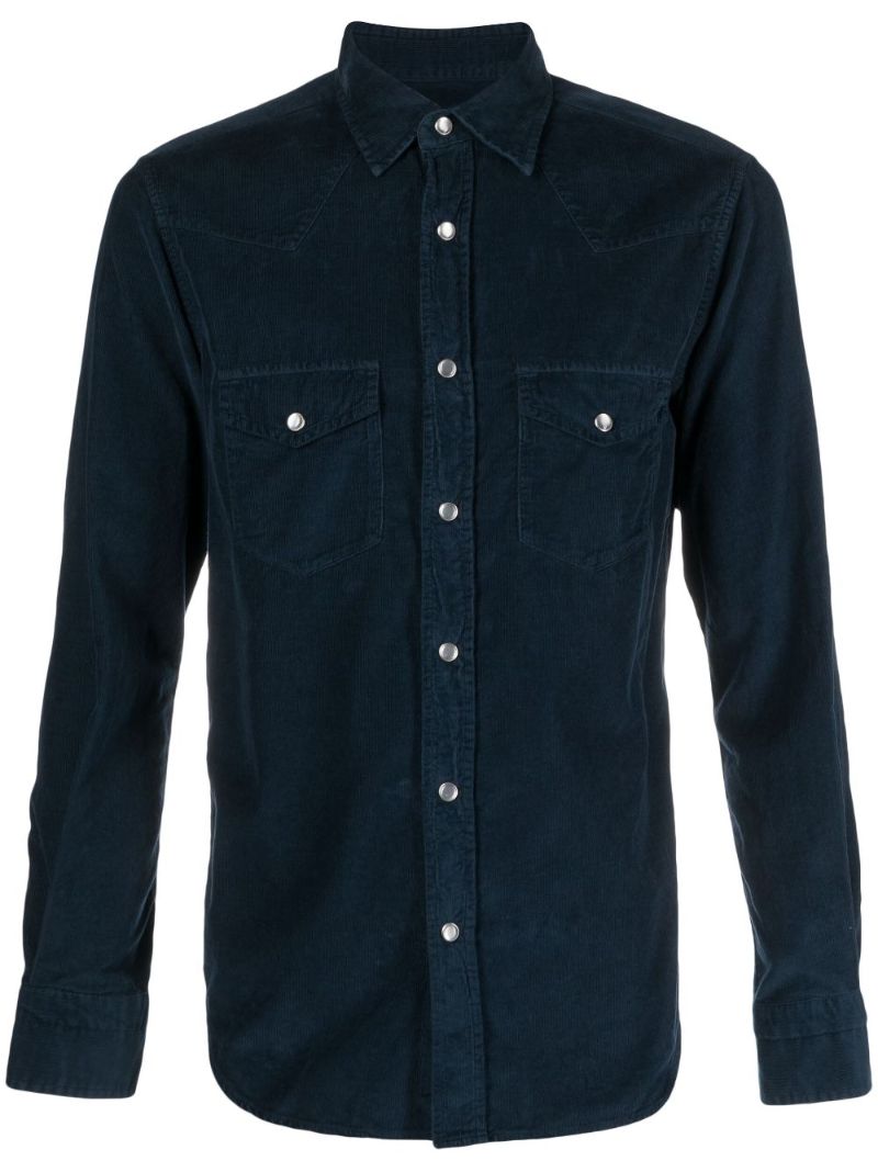 Blue Corduroy Long-sleeve Cotton Shirt