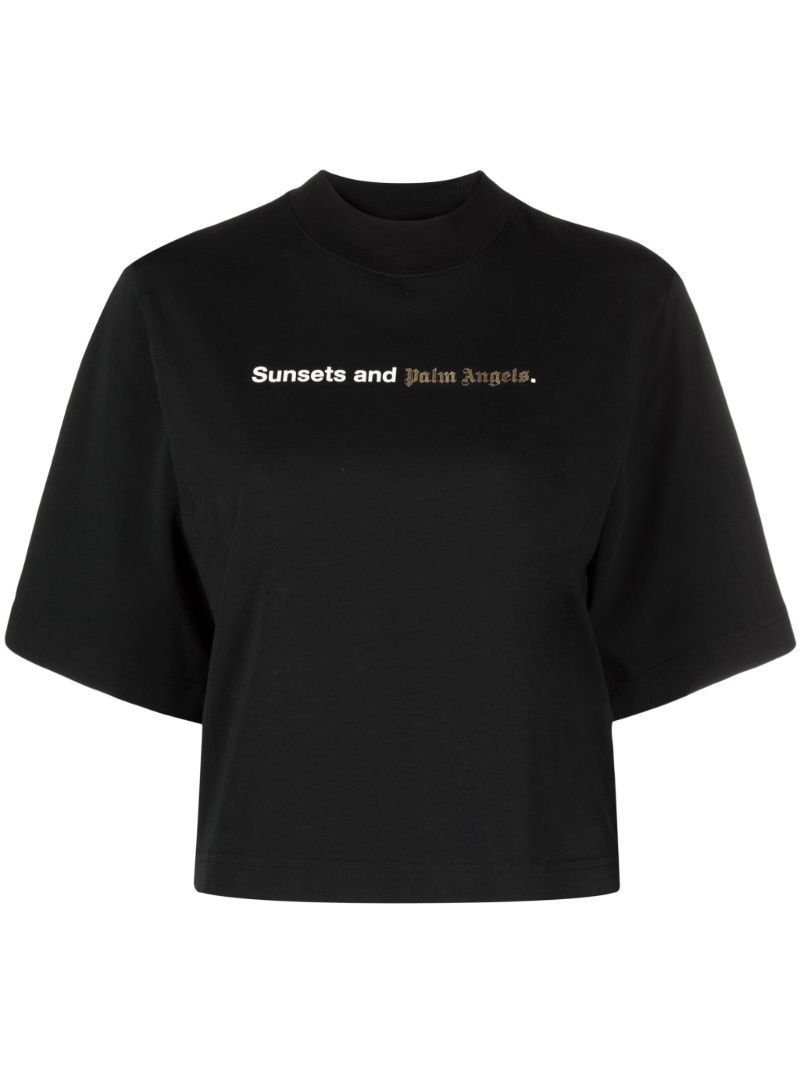 Black Sunsets-print Cotton T-shirt
