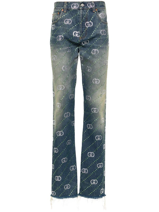 Blue Interlocking G Straight-leg Jeans