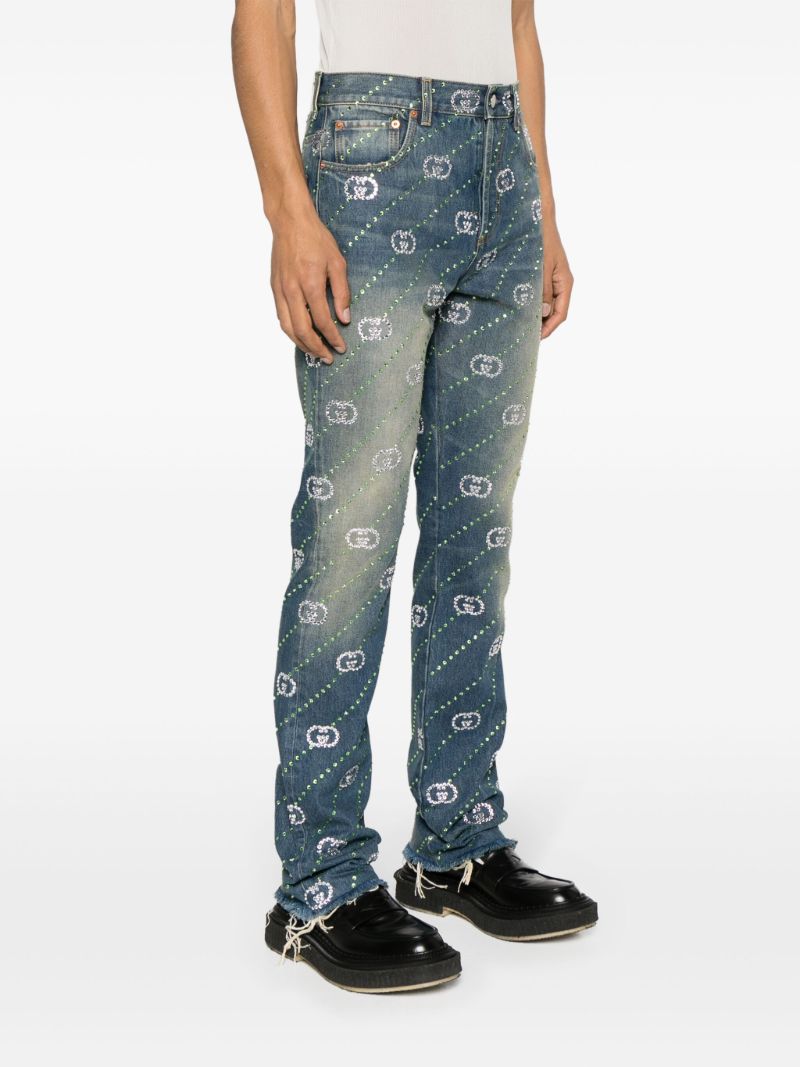 Blue Interlocking G Straight-leg Jeans