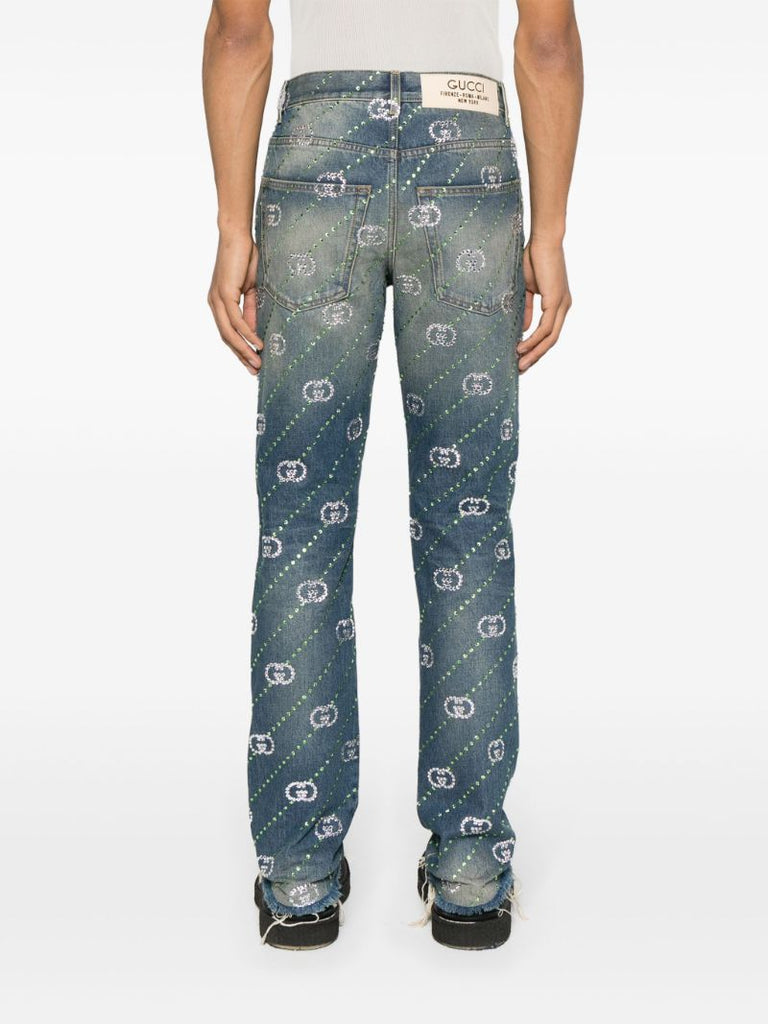 Blue Interlocking G Straight-leg Jeans