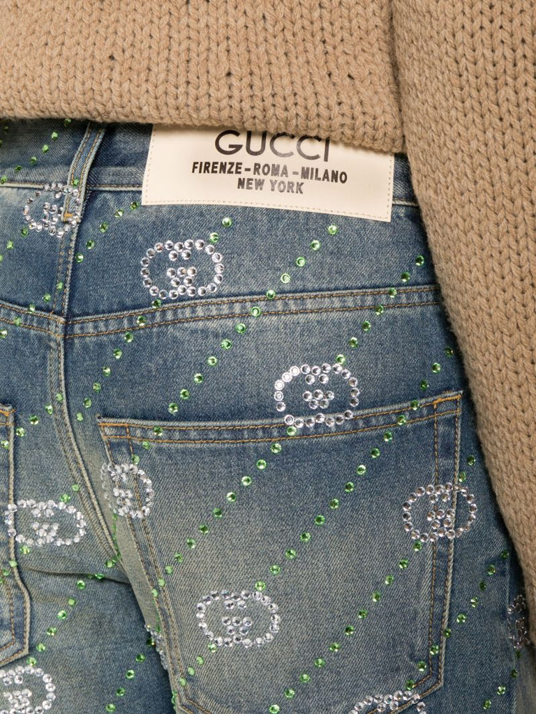 Blue Interlocking G Straight-leg Jeans