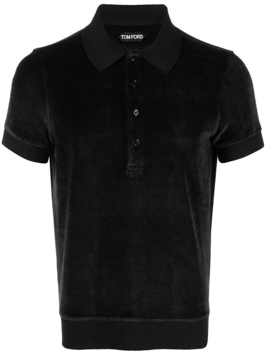 Black Terry-cloth Polo Shirt