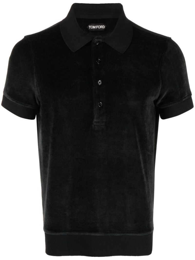 Black Terry-cloth Polo Shirt