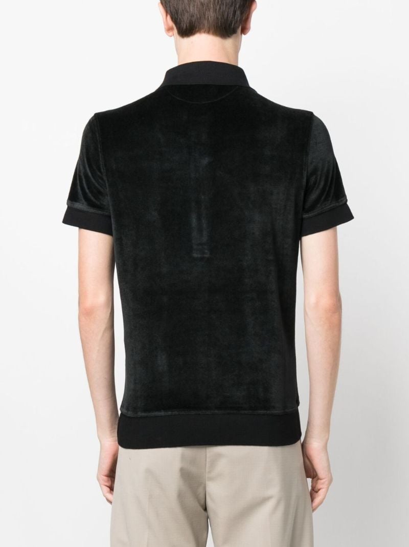 Black Terry-cloth Polo Shirt