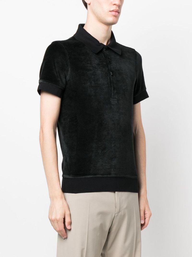 Black Terry-cloth Polo Shirt