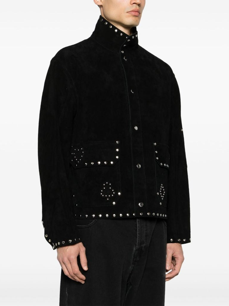Black Studded Detailing Suede Jacket
