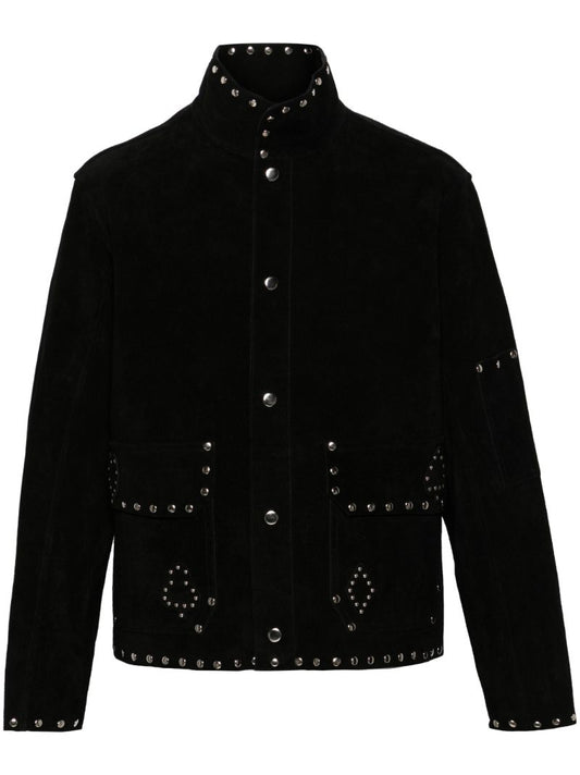 Black Studded Detailing Suede Jacket