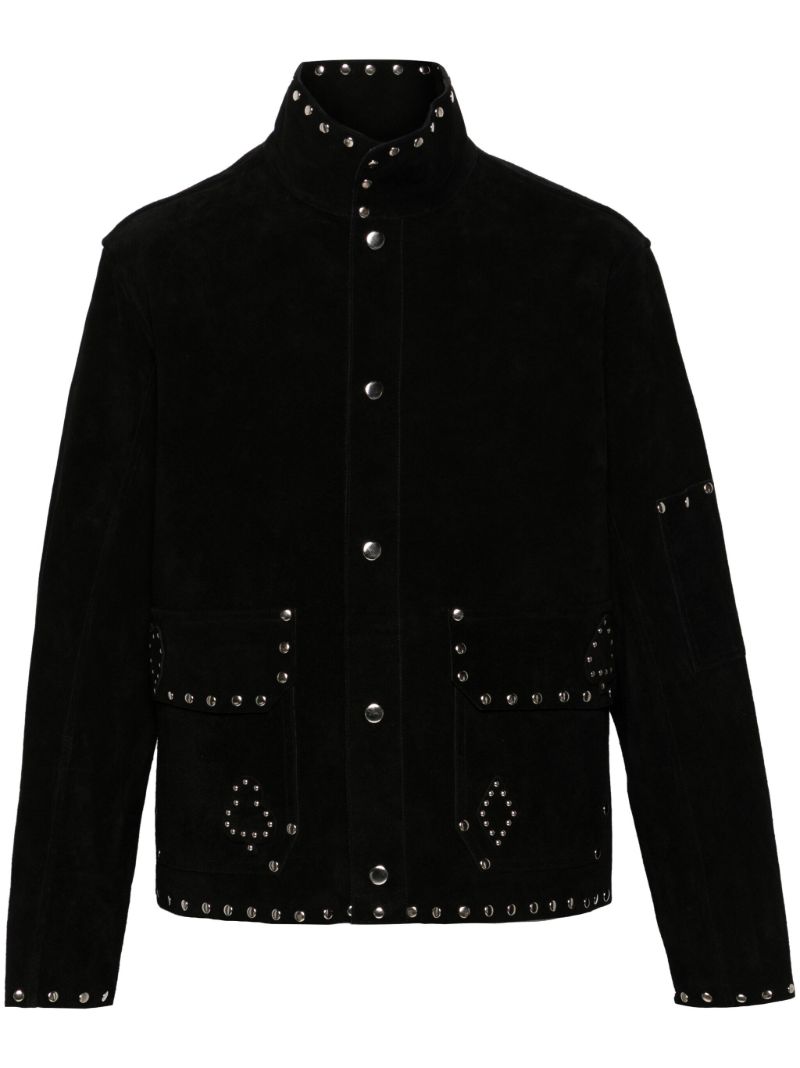 Black Studded Detailing Suede Jacket
